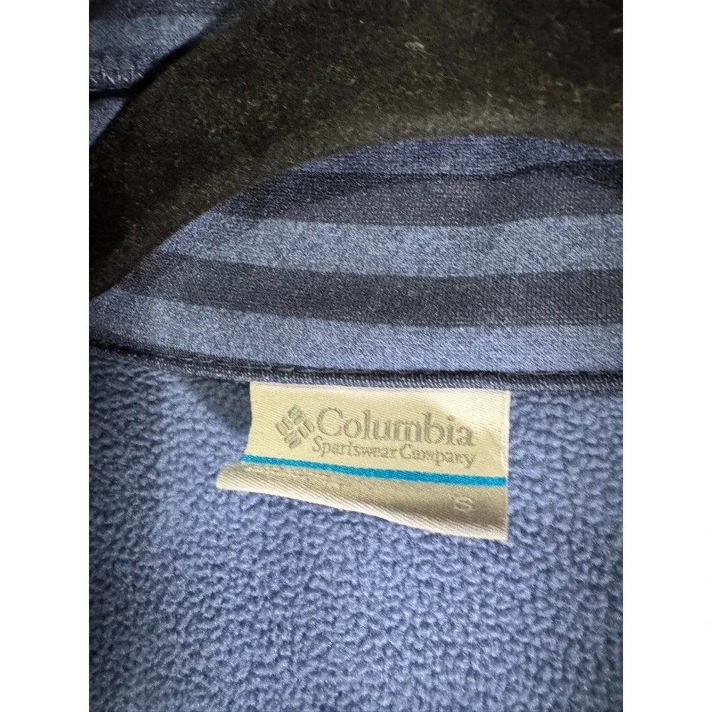 Columbia Womens Navy Blue Striped 1/4 Zip Fleece Pullover‎ Jacket Small outdoors